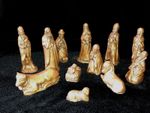 Vintage Plaster Cast Nativity Set Hand Painted Copper Look Christmas Decoration