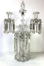 Large Georgian Heavy Glass Candelabra- Very Elegant- Antique Glass