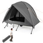 2 Person Camping Cot Combo with Pop-Up Tent Shelter Gray