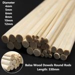 4mm-12mm Solid Balsa Wood Dowels Round Rods Aircraft Ship Model DIY Long 330mm