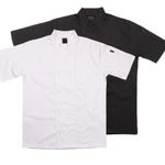 Chef Jacket PLASTIC BUTTON Short Sleeve Coat Black  White Unisex Chefs Jackets