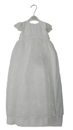 Sarah Louise Girls White Long Lace Christening Gown with Bonnet 3 Months