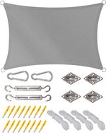Rectangle Sun Shade Sail Waterproof, 3x4m Garden Sail, PES 3m x 4m, Grey