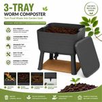 3 Tray Worm Composter Bin Stackable Vermicomposting Farm System Liquid Tap