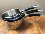 Antony Worrall Thompson Stainless Steel Saucepan Set 17cm, 19cm, 21cm Heavy Duty
