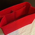 Women’s Red Felt Handbag Organiser Insert, Lightweight, Zip Pocket Compartments