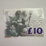 Royal Mail Great Britain £10 Britannia Decimal Stamps Grey Purple Set of 3
