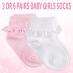 Newborn Baby Girls 3 6 Pairs Ruffle Frilly Lace Ankle Socks Turn Over Top Tutu