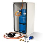 Steel Gas Safety Locker Kit - 7kg Butane Bottle - Screw on Regulator (GREY)