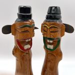 Pair of Korean Jangseung Traditional Wooden Totem Poles Village Guardians