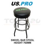 US PRO Tools Swivel Bar Stool Chrome Steel Black Vinyl Seat 760mm 5067