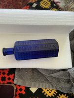 Antique Cobalt Blue Glass Poison Bottle Not To Be Taken  Flat Back