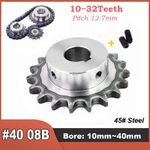 #40 Chain Drive Sprocket 10-32Tooth Bore 10-40mm Pitch 1/2" 12.7mm For 08B Chain