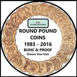 £1 One Pound Coin BUNC and PROOF 1983 to 2016 Uncirculated Round Pound from Sets