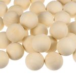 50pcs Round Wood Balls 25mm Unfinished Wooden Spheres Natural Craft Balls