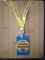 Lanyard with ID Badge Holder "I’m visually impaired" Yellow/Blue