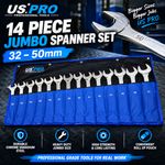 US PRO JUMBO Spanners 14pc Combination Wrench Spanner Set 32-50mm HGV COMMERCIAL