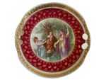 JKW Bavaria PLATE Courting Couples Women Red Gold Porcelain Hole Handles