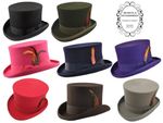 Quality Hand Made 100% Wool Top Hat Wedding Ascot Hat Many Colours S to XXL