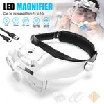 1x-14x Hands-Free Magnifying Glasses with LED for Reading Soldering Model Making