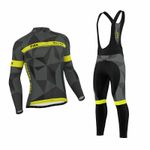 FDX Mens Classic Cycling Jersey Winter Thermal Bike Top + Cycling Bib tights set