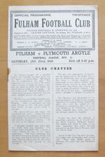 FULHAM v PLYMOUTH ARGYLE 1948/1949 *Good Condition Football Programme*