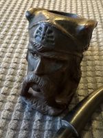 Carved Briar Pipe-Viking Warrior-As Found