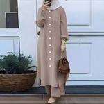 Women's Casual Abaya Long Dress Muslim Modest Fashion Islamic Robe