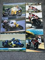 7 x large Photos some signed Motorcycle racers  c1990s