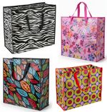 PRINTED LAUNDRY STORAGE BAG SHOPPING BAGS ZIPPED STRONG EXTRA LARGE 55x46x24cm