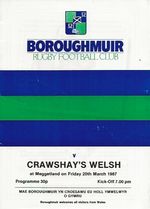Boroughmuir RFC v Crawshay's Welsh RFC Friendly 20th March 1987