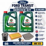 FORD TRANSIT 2016-2021 2.0L EcoBlue SERVICE FILTERS + GENUINE CASTROL 0W30 OIL
