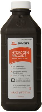 Hydrogen Peroxide Antiseptic Solution 16Oz 473 ml (Pack of 1), Black 