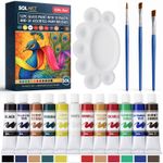 15pk Acrylic Glass Paint Set 12 Colours Palette Brushes Craft Art DIY Decor Kit