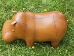 Genuine Handmade Leather Hippo Character Animal 4kg @78cm L Footstool Pouffe