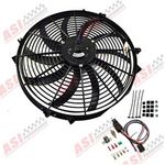 16" 12V Radiator Electirc Thermo Fan & Mounting Kits Pull Push 120W 3000+ CFM