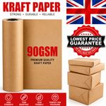 BROWN KRAFT PARCEL PAPER FOR WRAPPING AND PACKAGING PARCELS STRONG ROLLS 90GSM