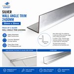 Suspended Ceiling Wall Angle Trim Perimeter Silver Brushed Chrome 2400mm x 20mm
