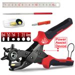 10" Power Assist Revolving Leather Hole Punch Belt Eyelet Plastic Puncher Pliers