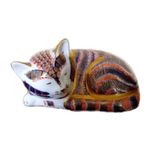 Royal Crown Derby Paperweight  Sleeping Kitten - Gold Stopper