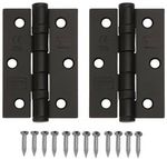 Black 3" Ball Bearing Door Hinge 76mm To Suit Internal Doors Pair + BLACK Screws