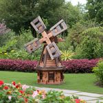 Windmill Spinner Garden Patio New Handmade 33.5in-85cm Led Outdoor Family Wooden