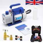 3,5CFM 1/3hp Air Vacuum Pump HVAC Refrigeration AC Manifold Gauge Set R134a Kit