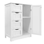 Bathroom Cabinet Free Standing Storage Unit 4 Drawers Floor Cupboard Wood, White
