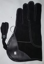 New Falconry Glove Suede Leather Double Layer 12" Long (Small Size, Jet Black)
