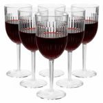Set of 6 x 350ml Plastic Wine Glasses Goblet Stemmed Base for Red White Wine