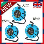 Extension Lead 15m-50m 4 Socket Cable Reel with Thermal Cut Out, Heavy Duty