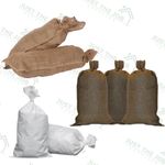 Sand Bags with Ring Ties 760x330mm ~ Rot Proof Hessian White Polypropylene Woven