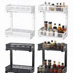 Heavy-Duty Steel 2-Tier Pull-Out Organizer Rack Adjustable Sliding Storage Shelf