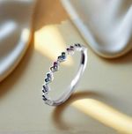 925 Sterling Silver Mini Colourful Heart Adjustable Ring Women Girl Jewellery UK